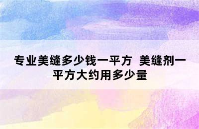 专业美缝多少钱一平方  美缝剂一平方大约用多少量